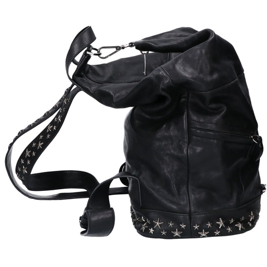 JIMMY CHOO FITZROY Star Stud Leather Backpack Black