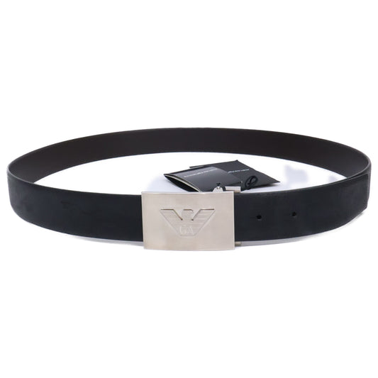 EMPORIOARMANI Reversible Leather Belt NERO/AFTER DARK