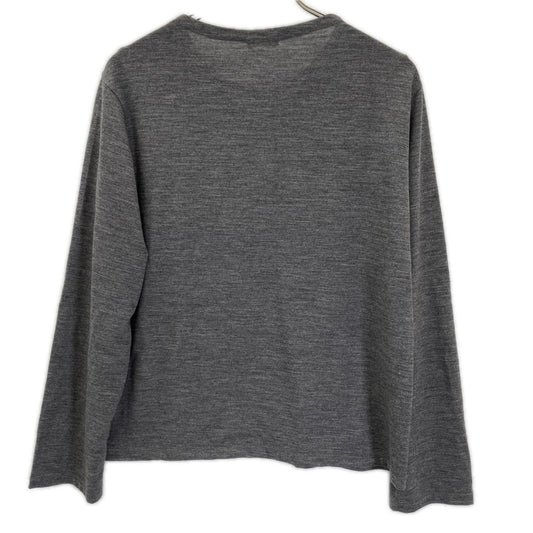 LIDNM Grey Wool Jersey Henley Long Sleeve Tee Size S