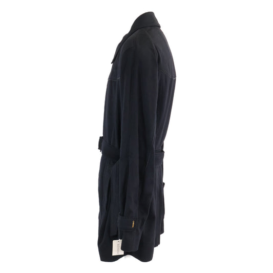 ZILLI Cashmere Leather Trim Zip Topcoat Black Coat Size 58