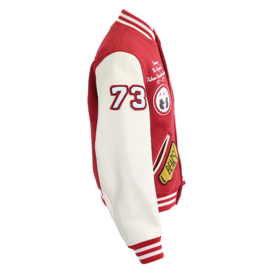 JOE MCCOY Brunswick Leather Sleeve Jacket Red/White Size 40