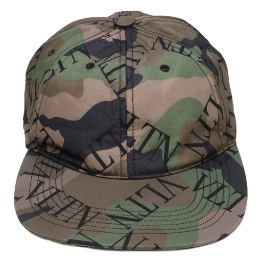 Valentino Garavani Camo Logo Nylon Cap Olive Size 58