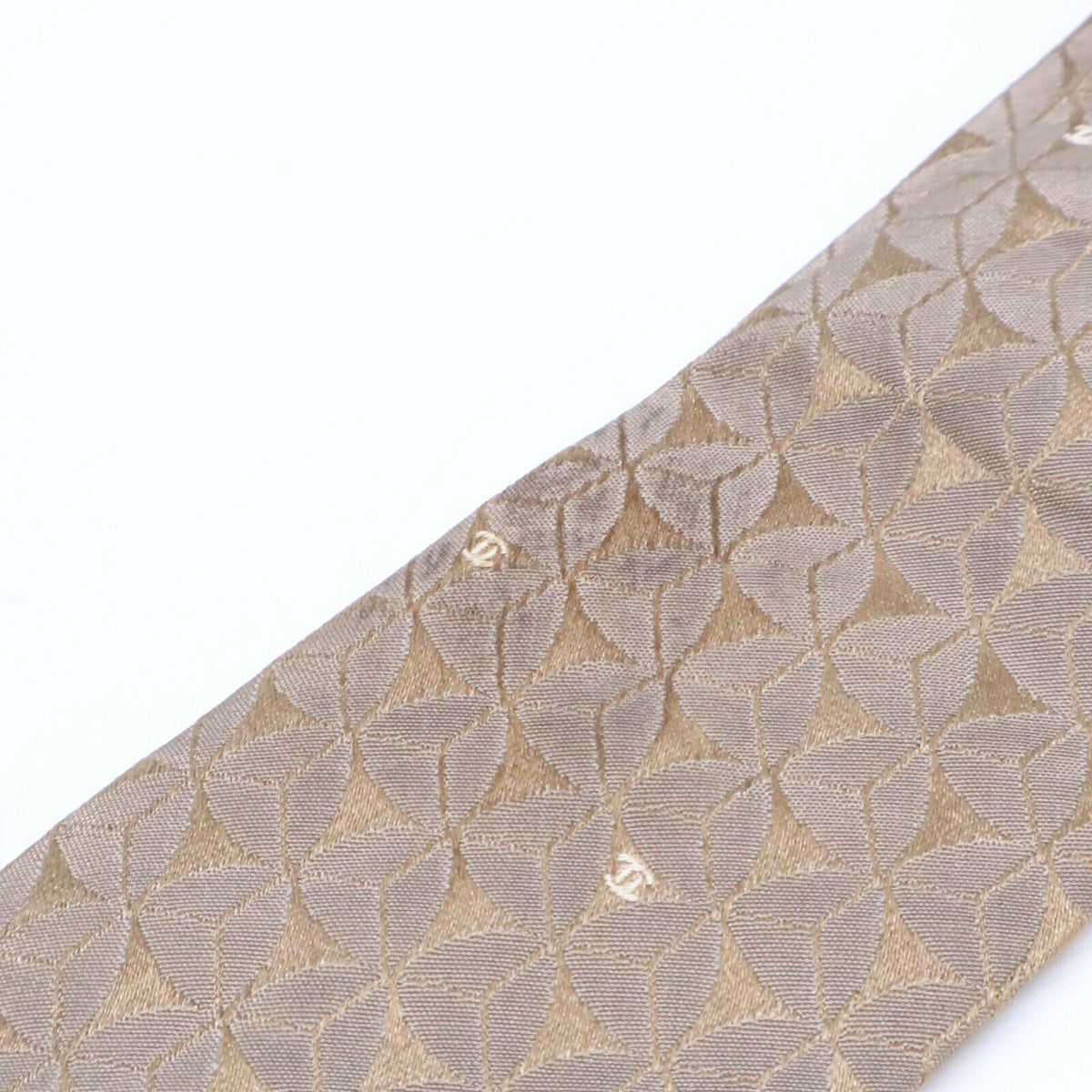 CHANEL Coco Mark Silk Jacquard Tie Gray Size ONE SIZE