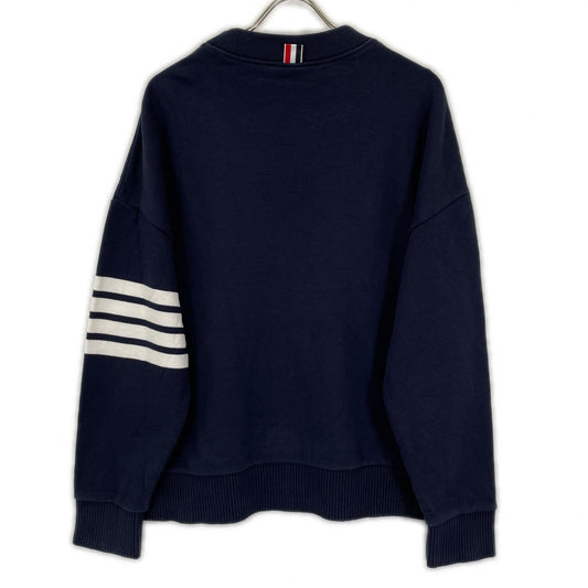 THOM BROWNE 4BAR Loopback Crewneck Sweatshirt Navy Size 1