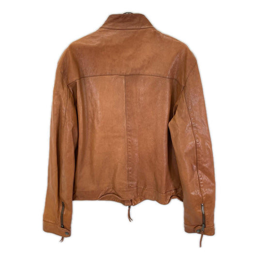 DSQUARED2 01 Goat Leather Single Rider Jacket Brown Size 52