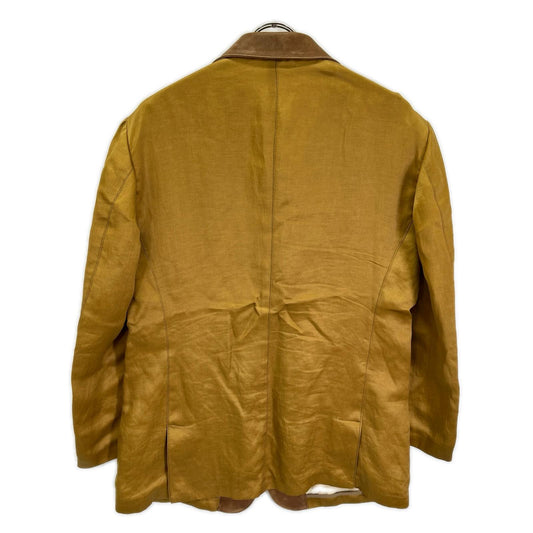 GIORGIOARMANI Gold Satin Leather Panel Collar Blazer Size 50