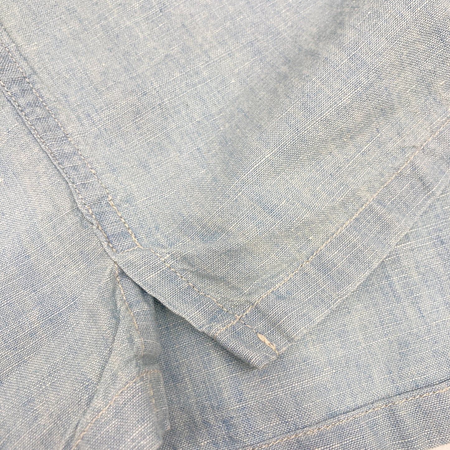 RRL Light Blue Cotton-Linen Open Collar Shirt Size 2