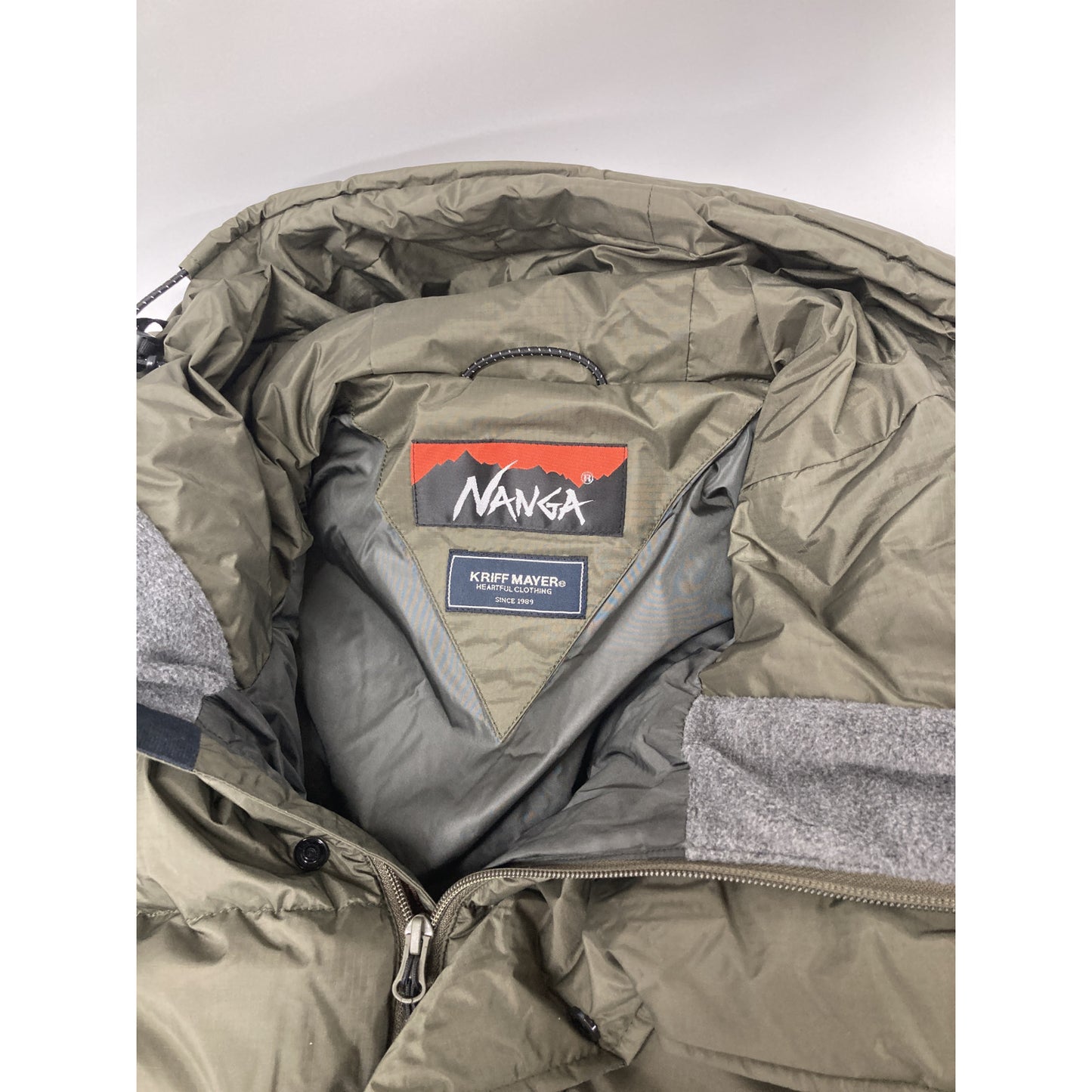 KRIF MAYER x NANGA Khaki Nylon Down Jacket Size L