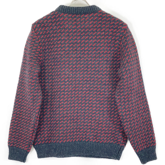 L.L.Bean Norway Made Birdseye Wool Sweater Black/Red Size S