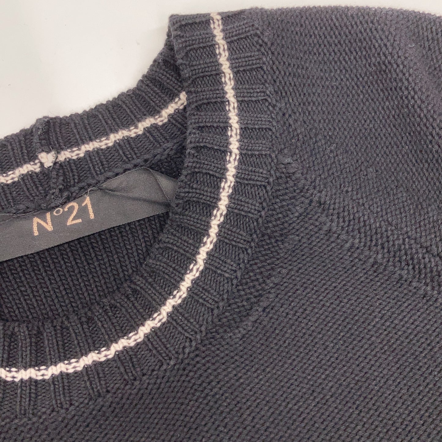 N21 '24 Big Logo Crewneck Knit Cotton Black Size 52