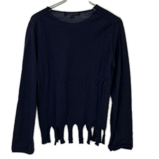 COMME des GARCONS SHIRT Wool Fringed Hem Sweater Navy Size S