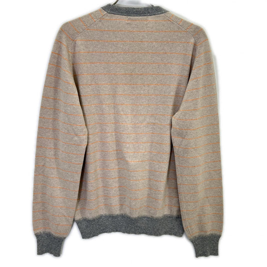 BRUNELLO CUCINELLI Beige Cashmere Stripe Knit Sweater Size M