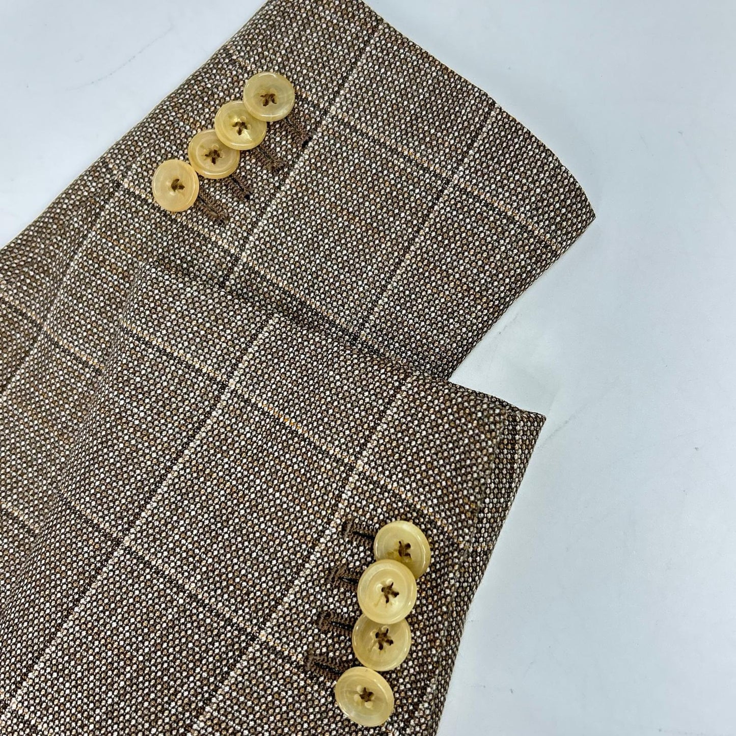 ISAIA Brown Wool-Linen 3-Button Jacket Size S