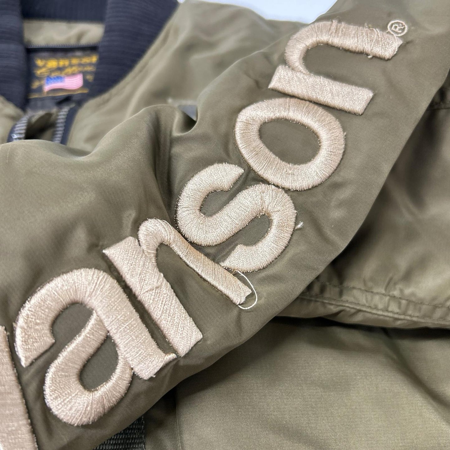 VANSON MA-1 Bomber Jacket w/ Leather Tag Khaki Size XL
