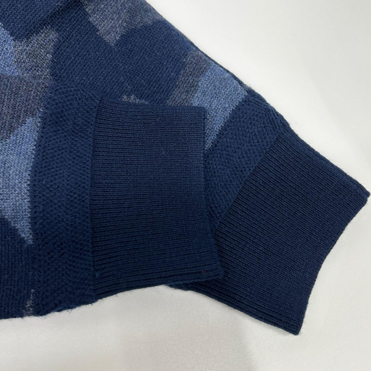 BRIEFING BRG223M41 Camo Jacquard Crewneck Navy Wool Size M