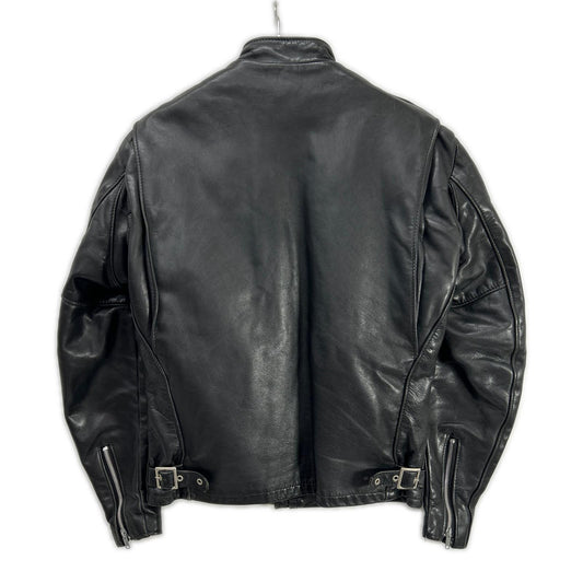 schott Black Boa Lined Single Rider's Leather Jacket Size 36