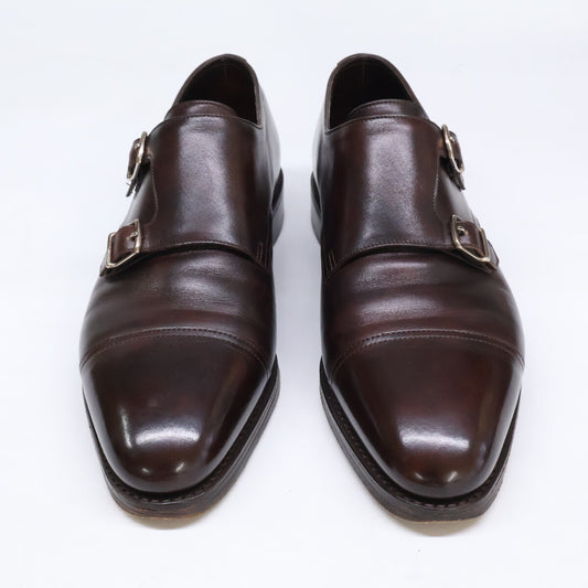 JOHNLOBB William Leather Double Monk Shoes Brown Size UK 9
