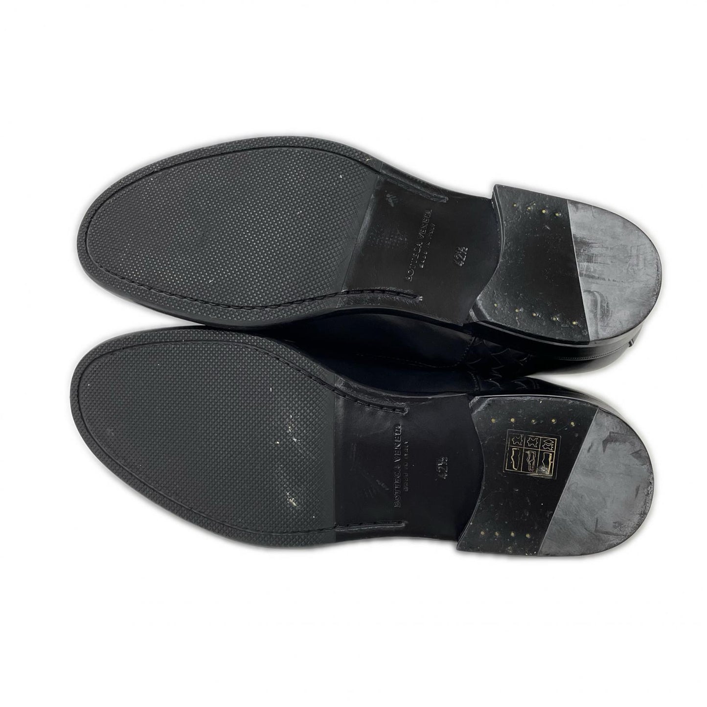 BOTTEGA VENETA Leather Intrecciato Shoes Black Sneakers Size 42.5