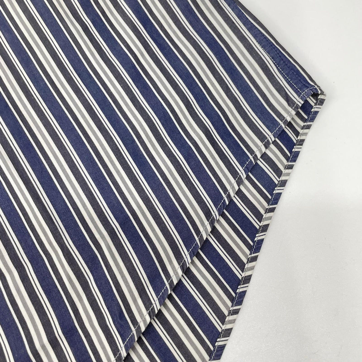 HERMES Stripe Cotton Sellier Button Sleeve Shirt Size 41