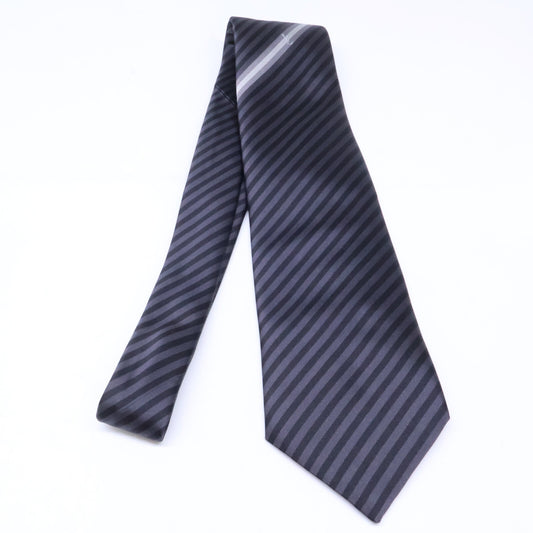 LOUIS VUITTON Grey/Navy Striped Silk Tie Size ONE SIZE