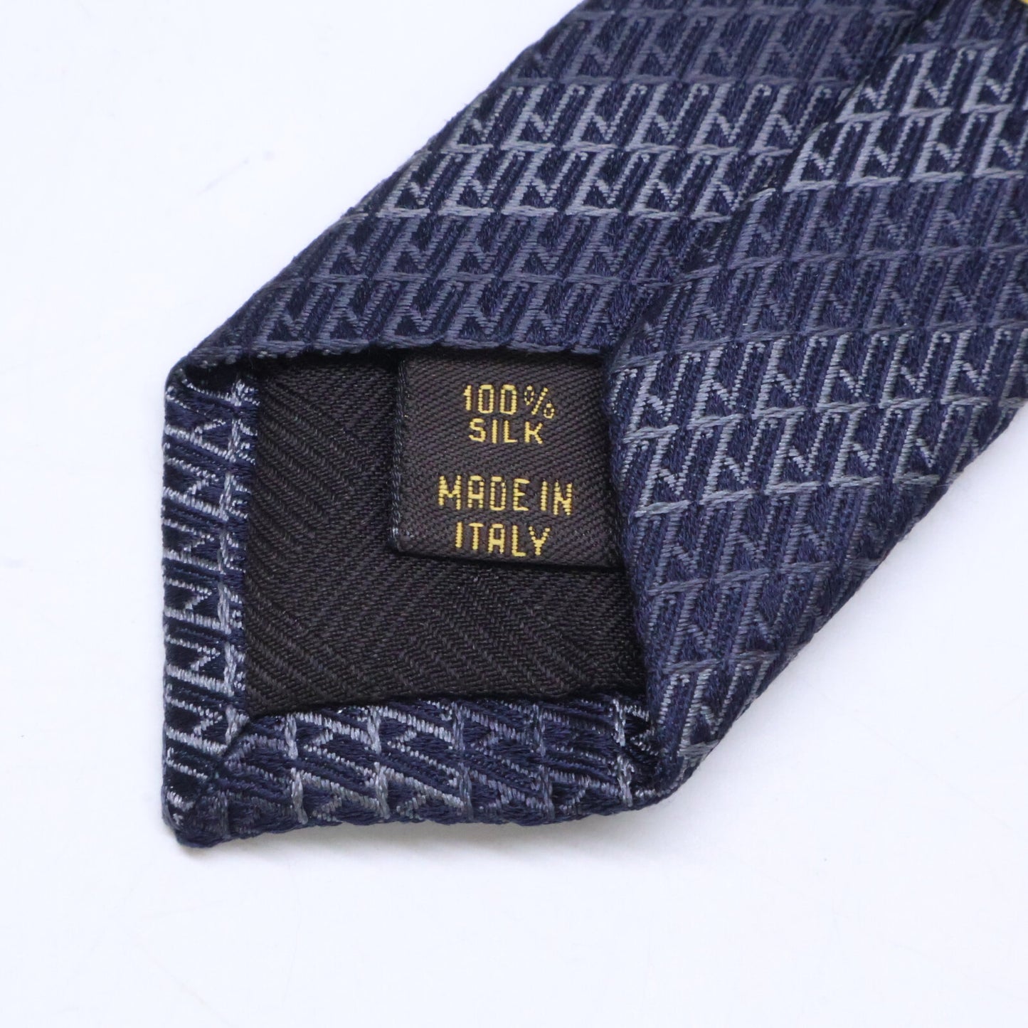 LOUIS VUITTON Striped Silk Tie Gray/Navy Size ONE SIZE