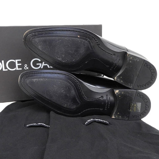 DOLCE&GABBANA Leather Plain Toe Sneakers Black Size 6