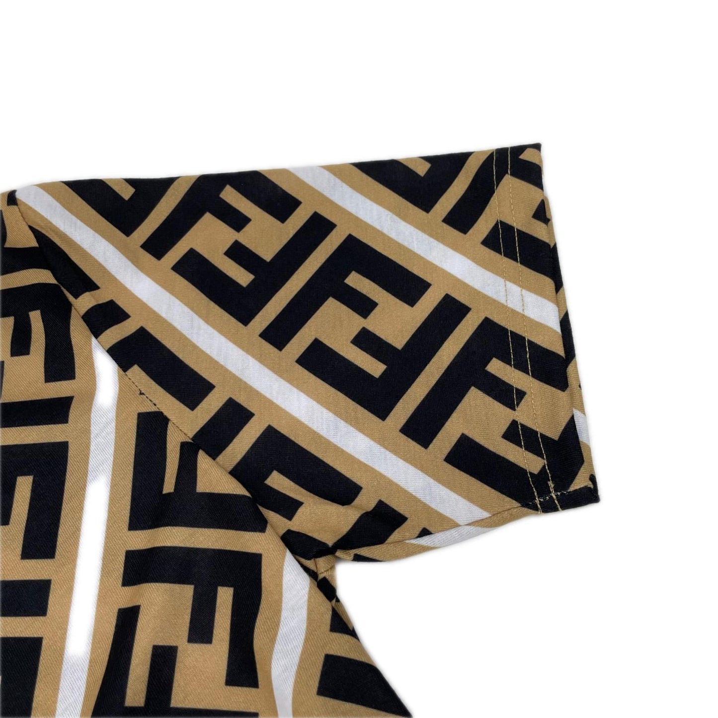FENDI Zucca All-Over Print Cotton T-Shirt Brown Size M