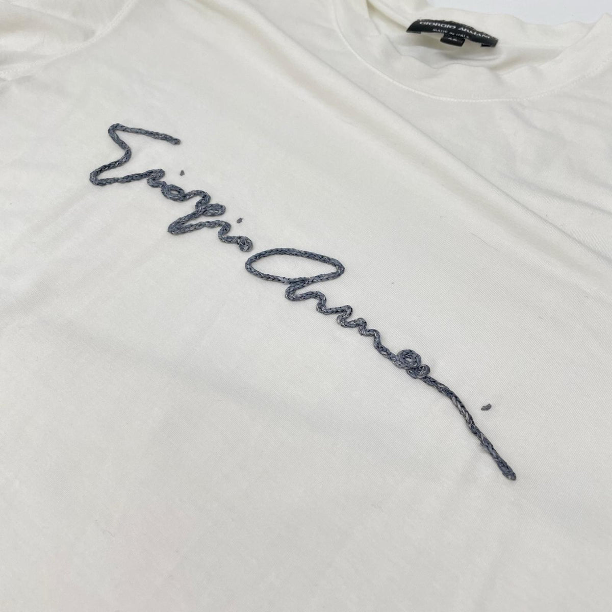 GIORGIOARMANI Logo Design Viscose T-Shirt White Size 48