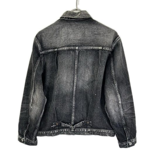EVISU Black Seagull Print Denim Trucker Jacket Size S