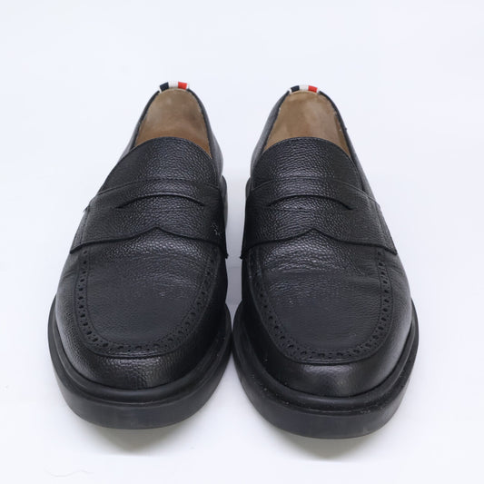 THOM BROWNE Black Pebble Grain Penny Loafers Size EU 42.5