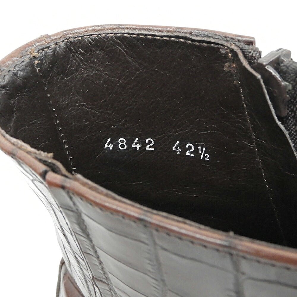 ANTONIO MAURIZI Embossed Leather Boots Brown Size 42.5