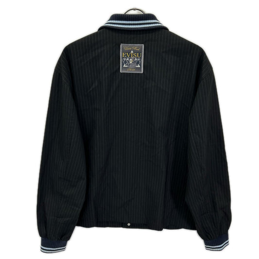 EVISU Black Logo Slogan Emb. Stripe Coach Jacket Size M