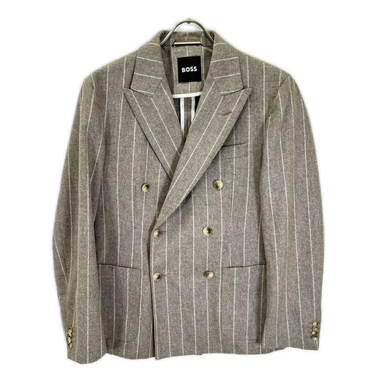 BOSS 10229122 Brown Stripe Wool Breasted Jacket