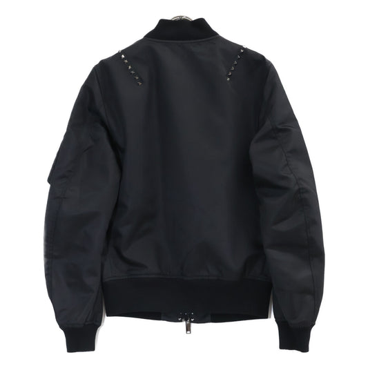 VALENTINO Black Rockstud MA-1 Bomber Jacket Size 46