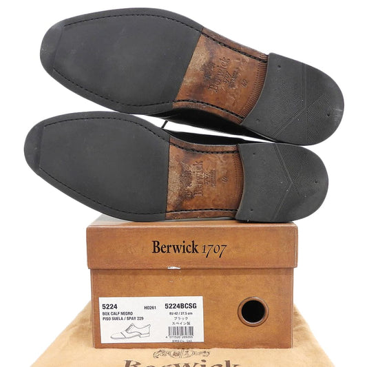 Berwick Boxcalf Straight Tip Black Shoes Size EU 42