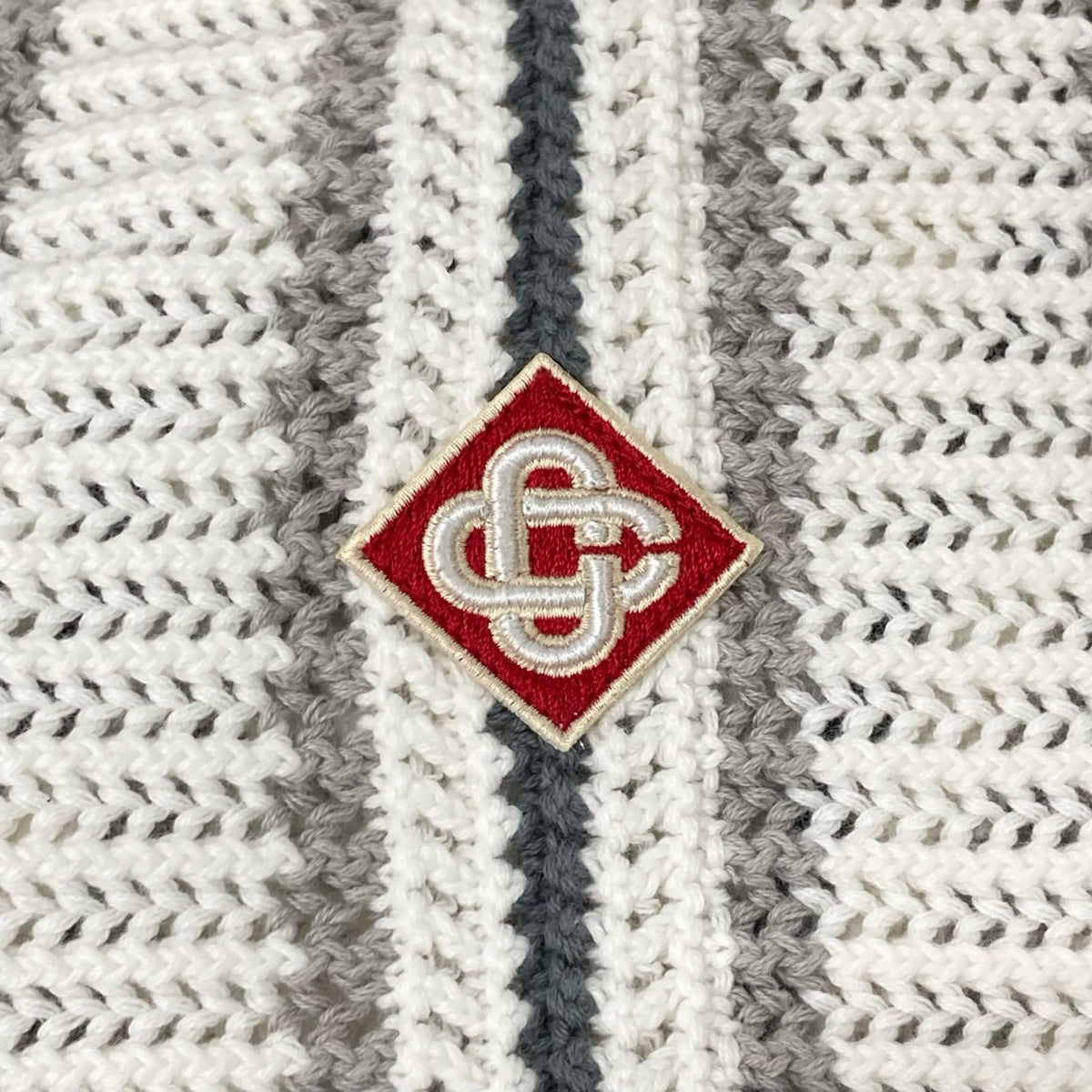 CASABLANCA White Crochet Long Sleeve Shirt Size M