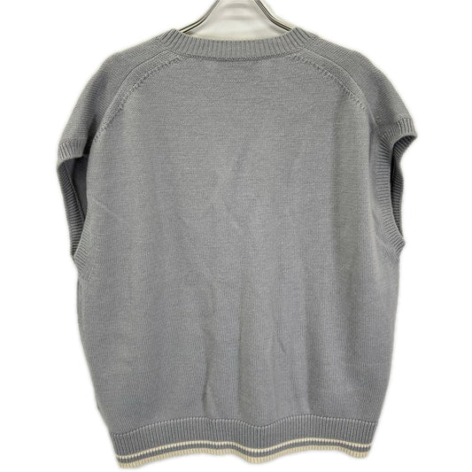 DIOR Logo Embroidered Wool Alpaca Knit Vest Gray Size L