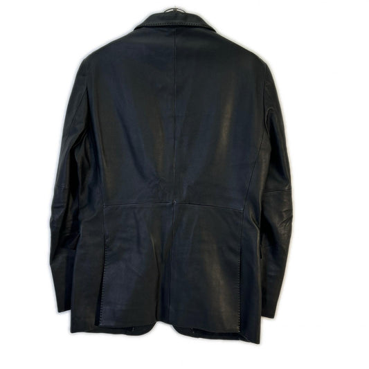 Burberry Black Label '11 Black Leather Jacket Size L