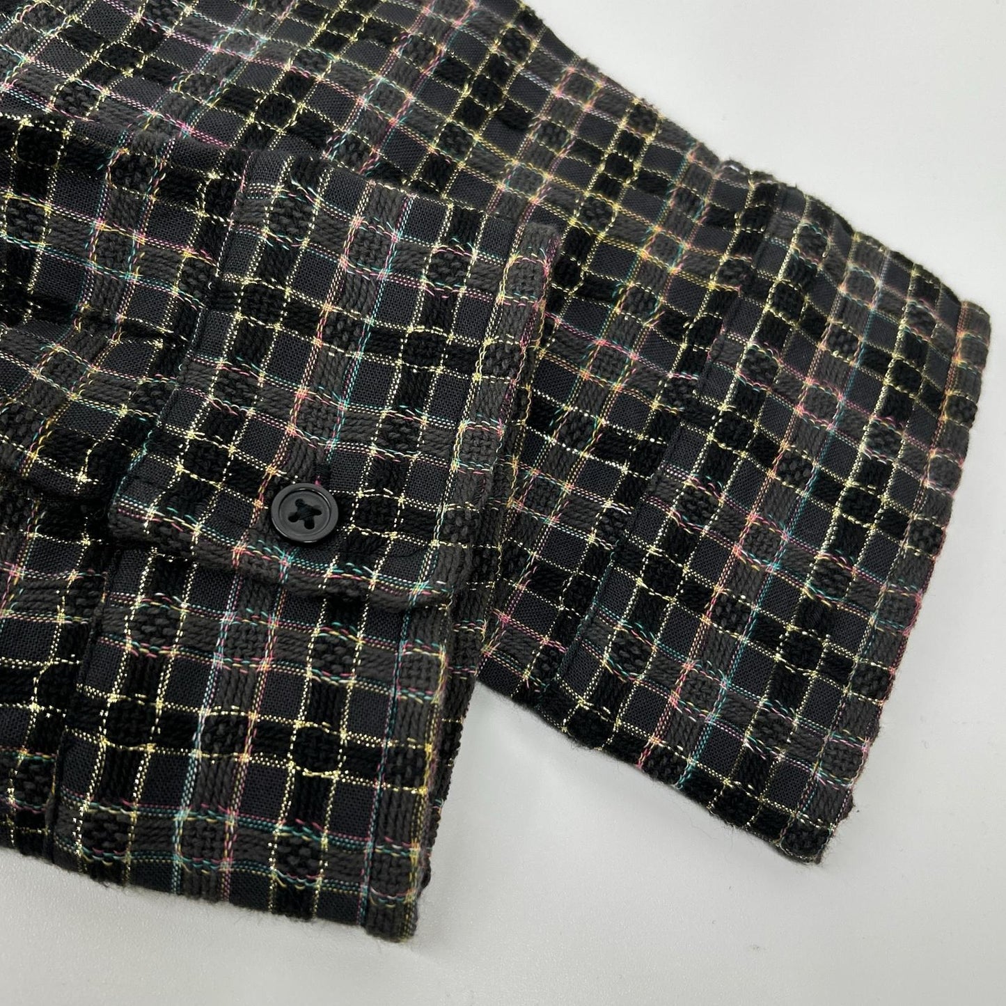 Supreme 25AW Black Metallic Plaid Zip Up Shirt Size XL