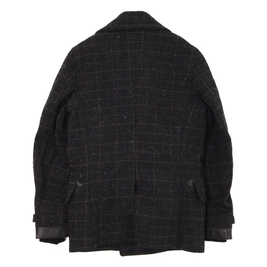 NIGEL CABOURN Military Check Pea Coat Black Size 46