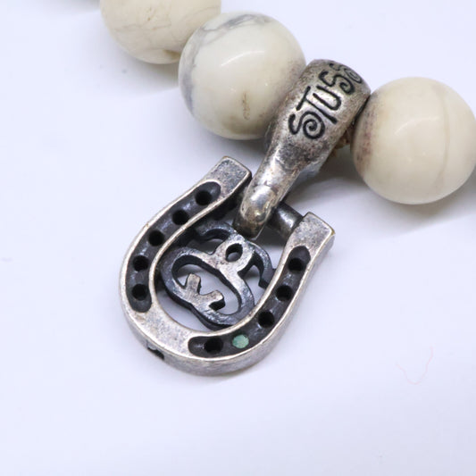 Stussy Horseshoe Charm Howlite Bracelet White