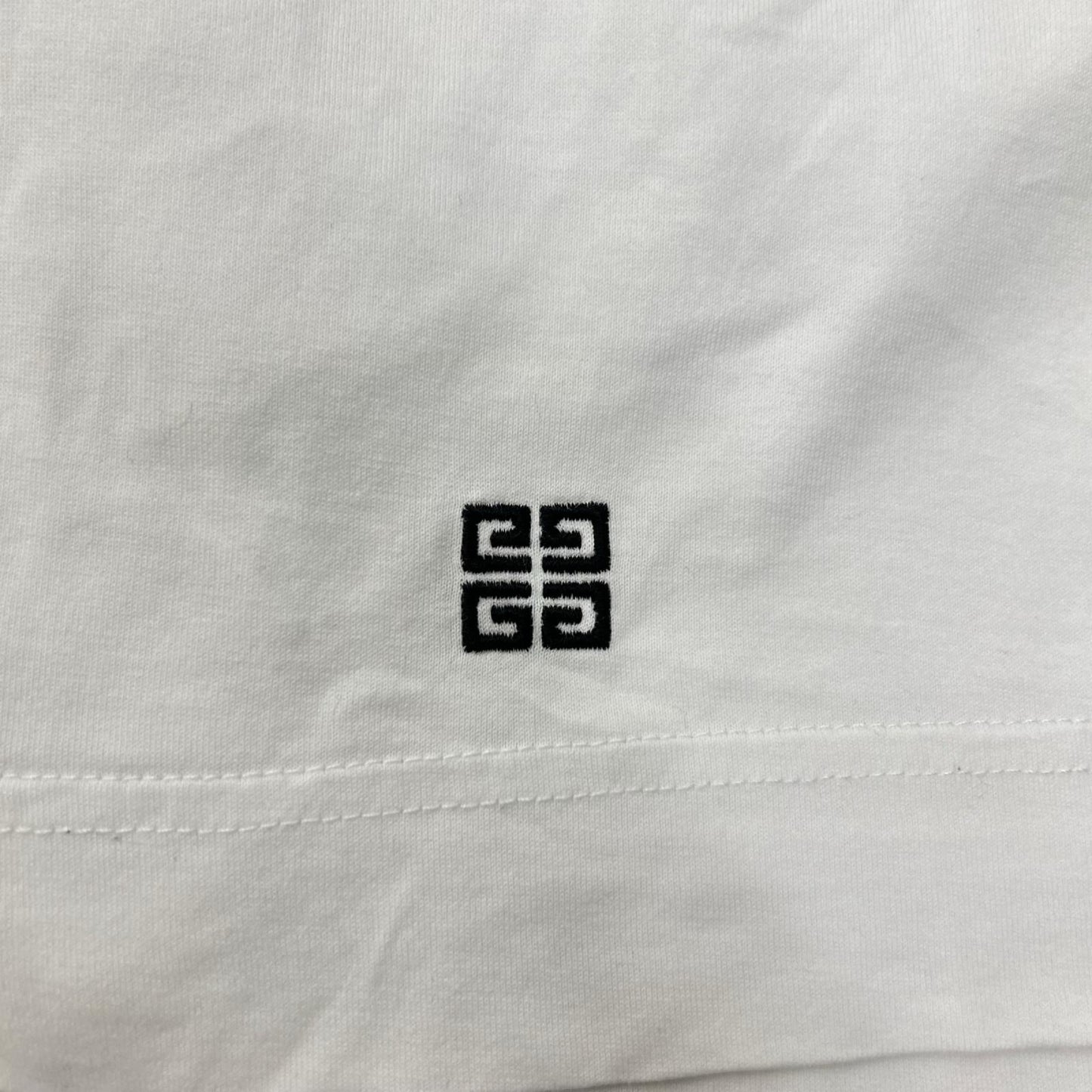 GIVENCHY White Cotton Floral Embroidered T-Shirt Size L