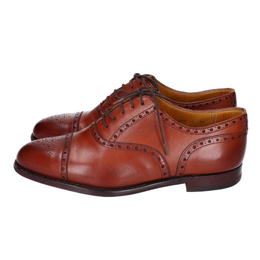 GRENSON OXFORD Semi-Brogue Sneakers Brown Size 7F