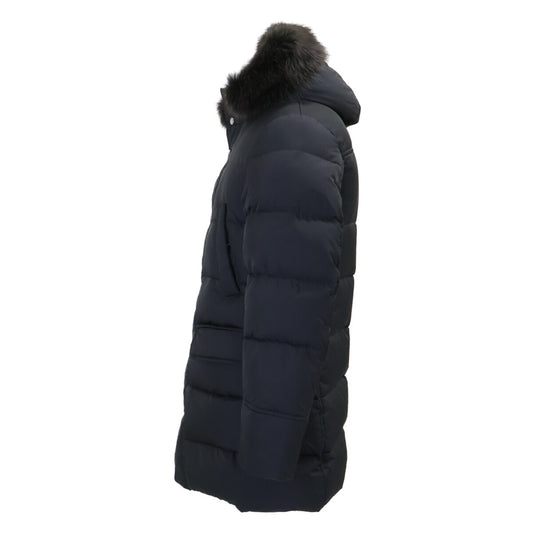 MOORER BARBIERI-WK1 Fur Hooded Down Coat Navy Size 42