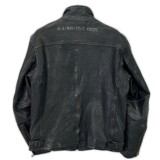 AVIREX Vintage Sheepskin Stand Riders Jacket Black Size XL