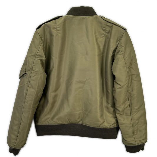SAINT LAURENT PARIS Khaki MA-1 Nylon Bomber Jacket Size 46