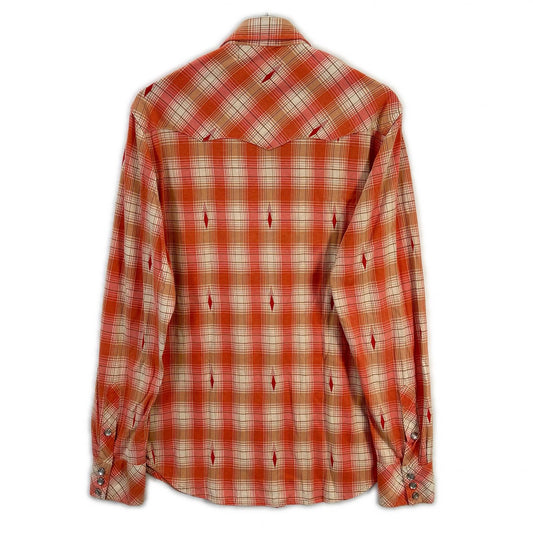 RRL Copper Plaid Jersey Western Shirt Orange Size 170/92A