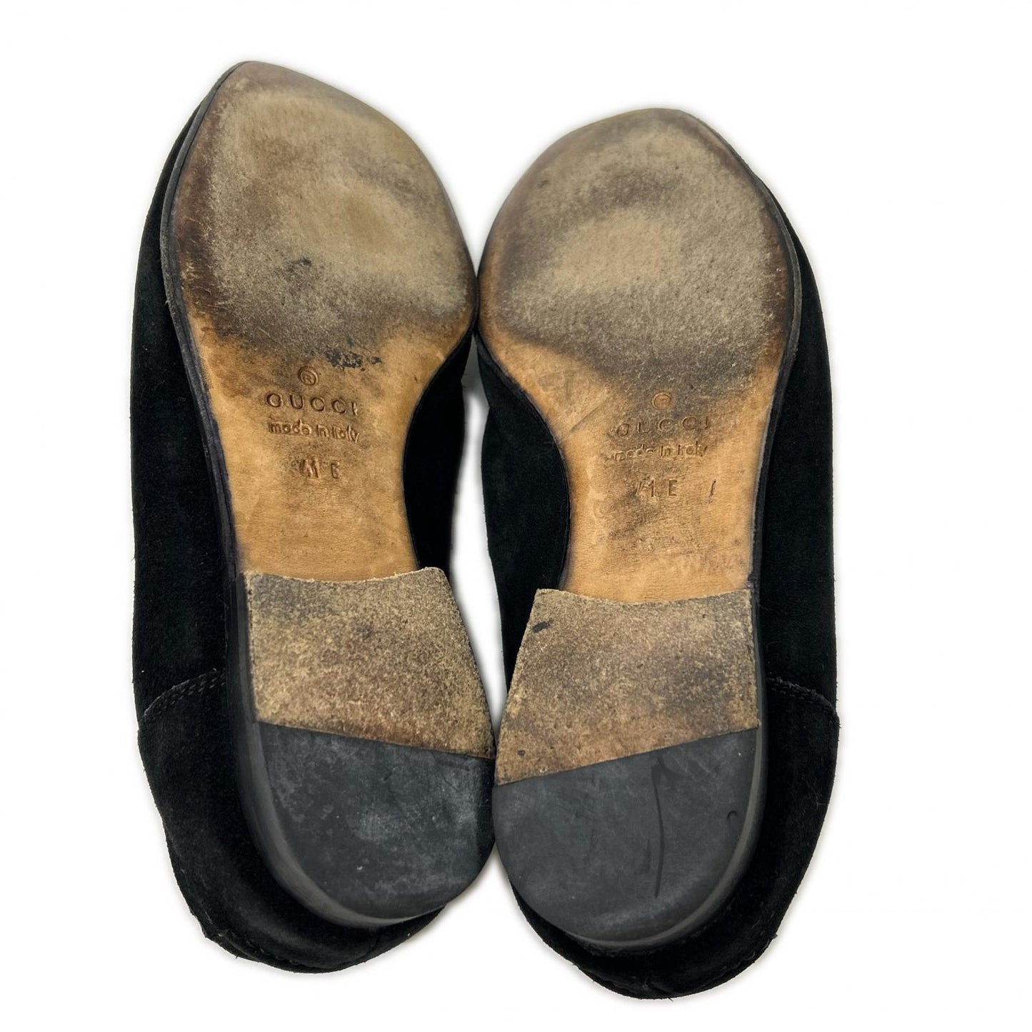 GUCCI 105857 Suede Horsebit Loafers Black Size 41E