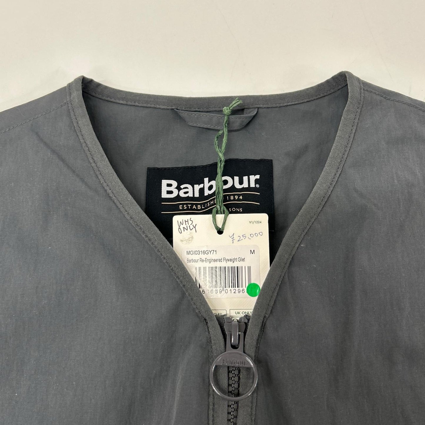Barbour Gray Re-Engineered Flyweight Gilet Vest Size M