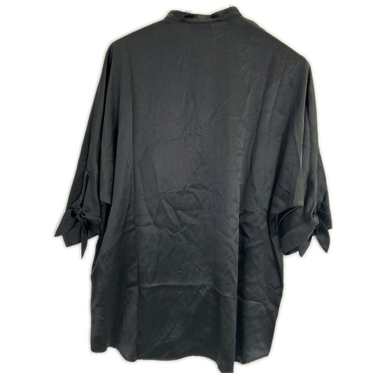 SAINT LAURENT PARIS 22 Crepe Satin Tunic Shirt Black Size 37